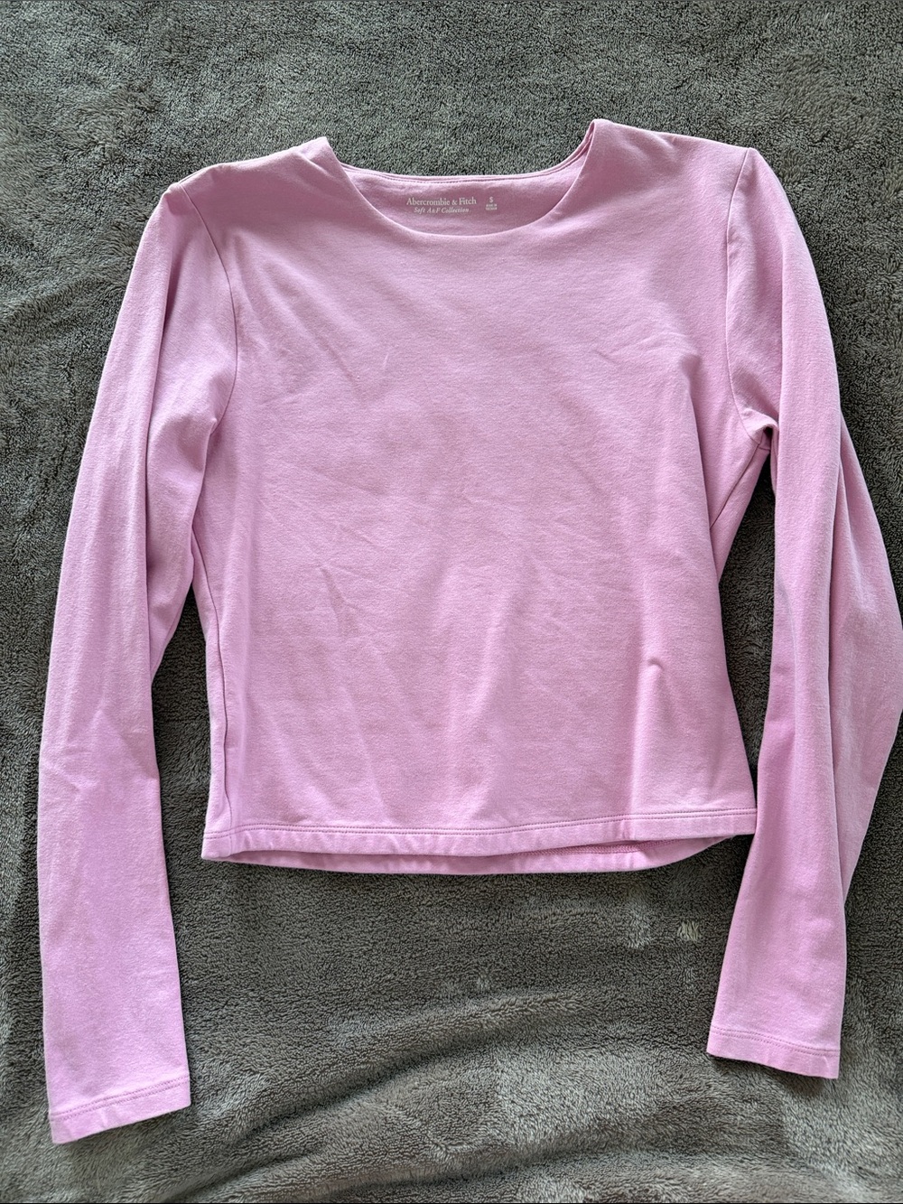 Abercrombie Light Pink Long Sleeve Crewneck Crop Top